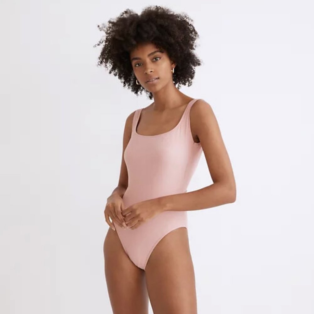 NWT Madewell Second Wave Square Neck Tank One Piece Swimsuit sz M